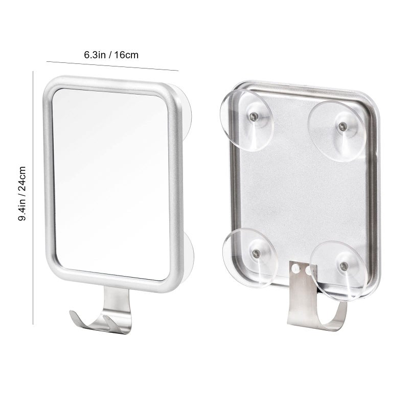Ettori Shower Mirror Fogless for Shaving- with 4 Suctions  Anti Fog Mirror for Shower  Bathroom  Vanity  Bathtub  Razor Holder for Men - Image 2